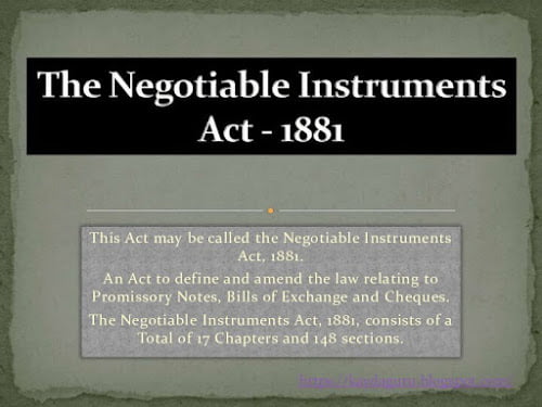 The Negotiable Instruments Act - 1881 - KaydaGuru