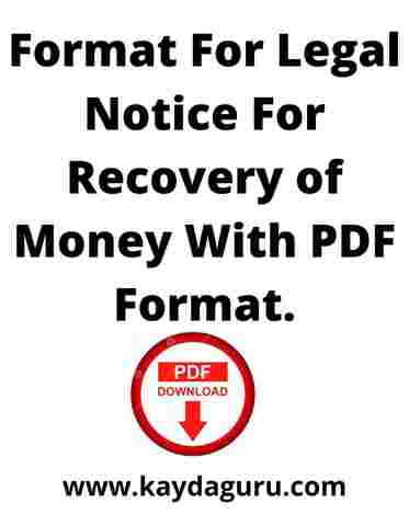 Legal Notice Format For Recovery Of Money PDF - KaydaGuru